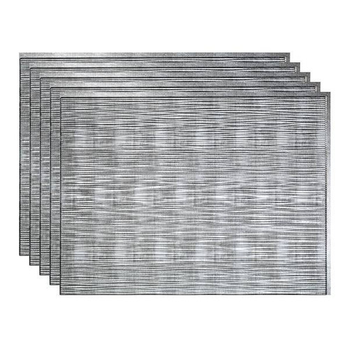 Fasade 18x24 Ripple Backsplash Panel, Crosshatch Silver, Package Of 5