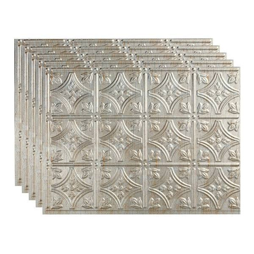 Fasade 18x24 Traditional #1 Backsplash Panel, Vintage Metal, Package Of 5