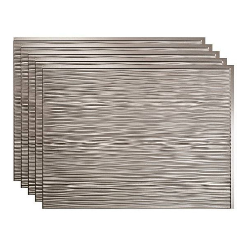 Fasade 18x24 Ripple Backsplash Panel, Brushed Nickel, Package Of 5