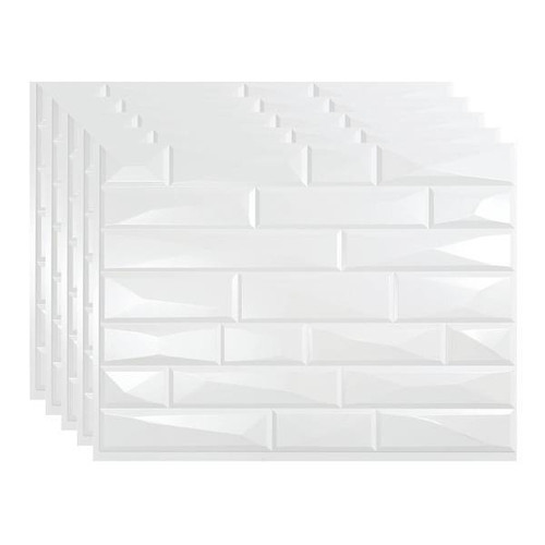 Fasade 18x24 Vista Backsplash Panel, Gloss White, Package Of 5