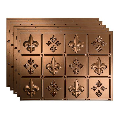 Fasade 18x24 Fleur De Lis Backsplash Panel, Oil Rubbed Bronze, Package Of 5