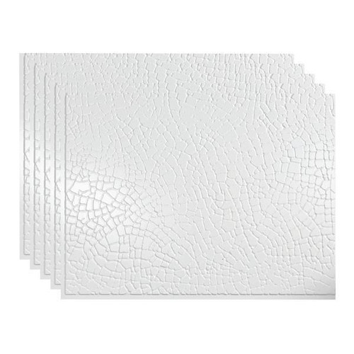 Fasade 18x24 Safari Backsplash Panel, Gloss White, Package Of 5