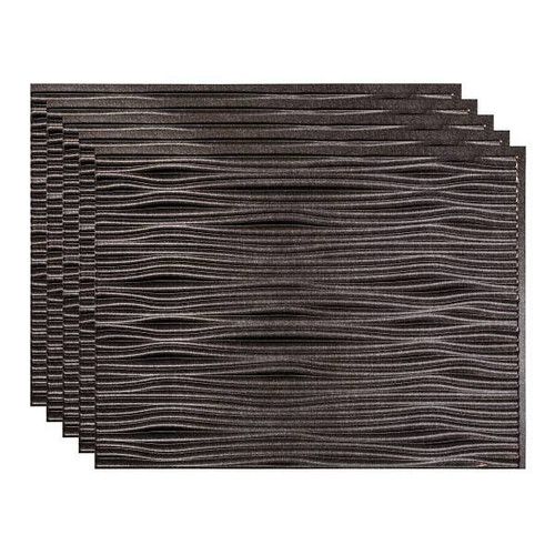 Fasade 18x24 Waves Backsplash Panel, Smoked Pewter, Package Of 5