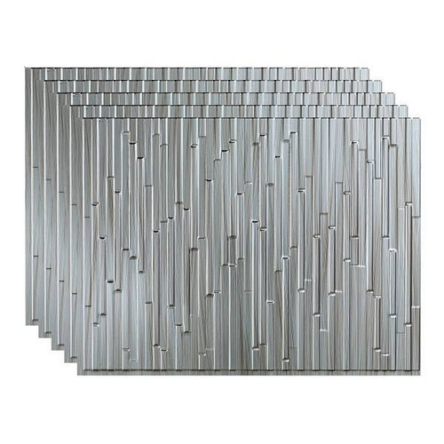 Fasade 18x24 Skyline Backsplash Panel, Brushed Steel, Package Of 5