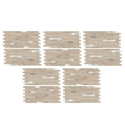 Aspect Metal Collage Backsplash Tile, Peel & Stick, Biscuit, Package Of 5