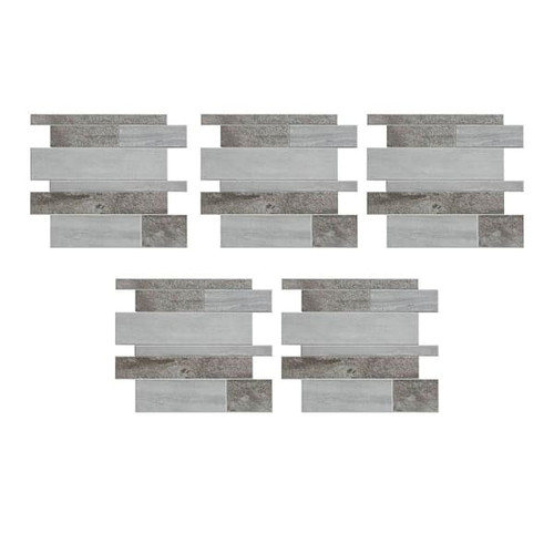 Aspect Metal Collage Backsplash Tile, Peel & Stick, Gray Corridor, Package Of 5