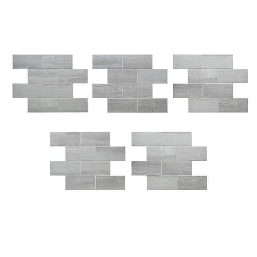 Aspect Metal Collage Backsplash Tile, Peel & Stick, Gray Subway, Package Of 5