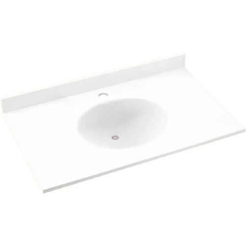 Swan White Ellipse Solid Surface Single Bowl Vanity Top 22" X 25"