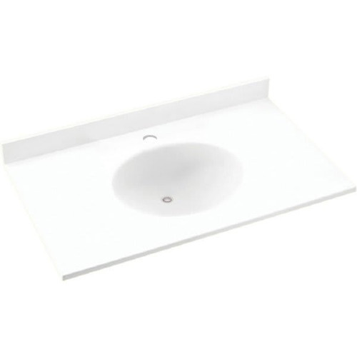 Swan White Ellipse Solid Surface Single Bowl Vanity Top 22" X 49"