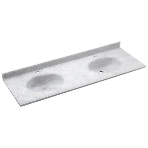 Swan Ice Ellipse Solid Surface Double Bowl Vanity Top 22" X 61"