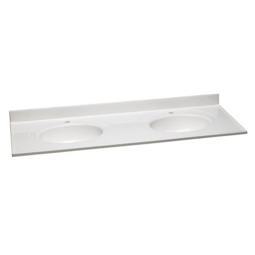 Design House 61 X 22 Solid White Marble Vanity Top And Double Bowl, Single Hole