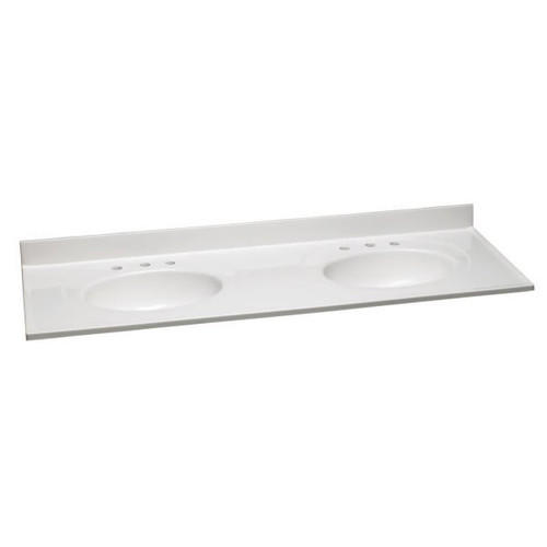 Design House 73 X 22 Solid White Marble Vanity Top And Double Bowl, Widespread