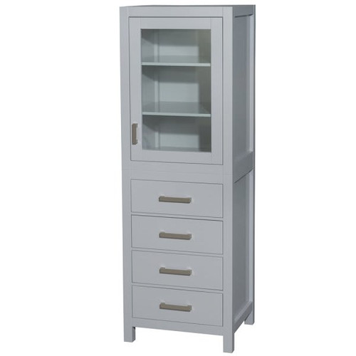 Wyndham Sheffield Gray 4-Drawer Linen Tower Shelved Cabinet 24 Inch