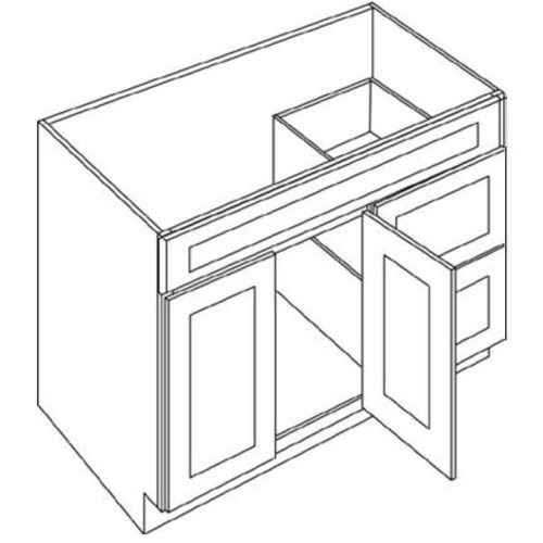CNC CABINETRY Country Oak Vanity Base Cabinet, Right-Side Drawers 36w X 32.5h