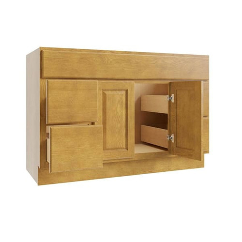 CNC CABINETRY Country Oak Vanity Base Cabinet Center Sink 48w X 32.5h