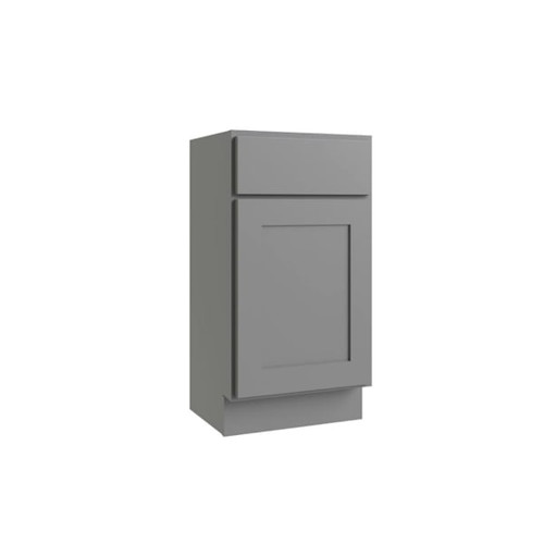 CNC CABINETRY Luxor Vanity Base Cabinet, 18"W X 34.5"H X 16"D, Shaker Misty Grey