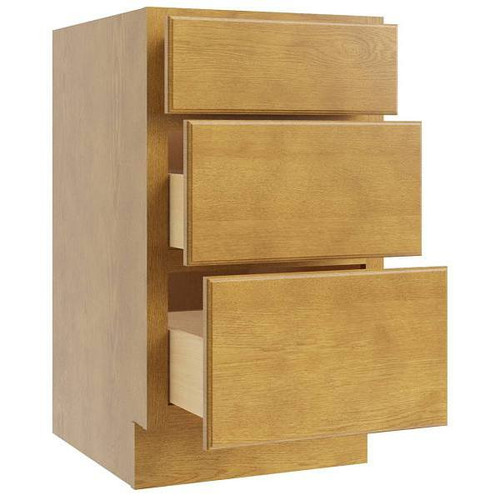 CNC CABINETRY Luxor 3-Drawer Vanity Base Cabinet, 18"W, Shaker Misty Grey