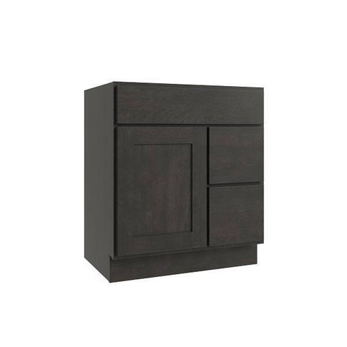 CNC CABINETRY Luxor 2-Door Vanity Cabinet, 24"Wx34.5"Hx21"D, Shaker Smoky Grey