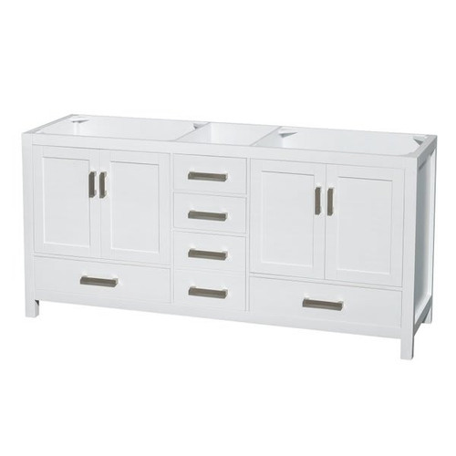 Wyndham Collection Sheffield 72 In. Double Bathroom Vanity (White)