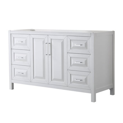 Wyndham Daria White Single Bath Vanity 60" Without Countertop, Sink & Mirror