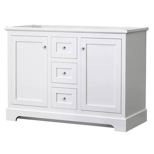Wyndham Avery 48" White Double Vanity, No Top, No Sinks