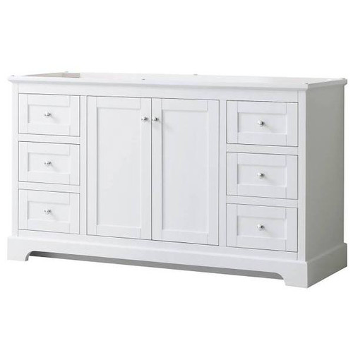 Wyndham Avery 60" White Single Vanity, No Countertop, No Sink