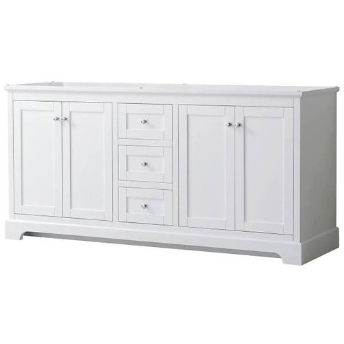 Wyndham Avery 72" White Double Vanity, No Countertop, No Sinks