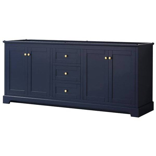 Wyndham Avery 80" Dark Blue Double Vanity, No Countertop, No Sinks