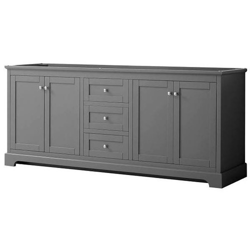 Wyndham Avery 80" Dark Gray Double Vanity, No Countertop, No Sinks