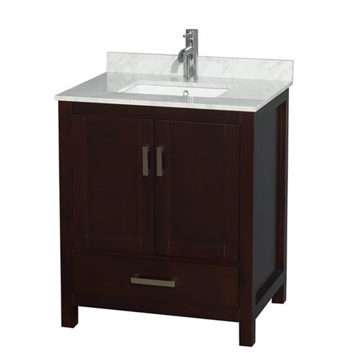 Wyndham Collection Sheffield 30 In. Single Bathroom Vanity W/ Square Sink (Espresso)