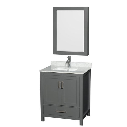 Wyndham Sheffield Dark Gray Single Bathroom Vanity With Square Sink And Cabinet (Mirror Included)