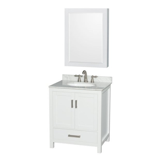 Wyndham Sheffield White Single Bathroom Vanity 30" With Medicine Cabinet