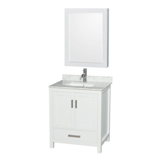 Wyndham Sheffield White Single Bathroom Vanity 30" With Square Sink