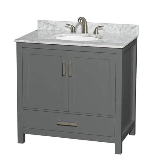 Wyndham Sheffield Dark Gray Single Bathroom Vanity 36" With Oval Sink