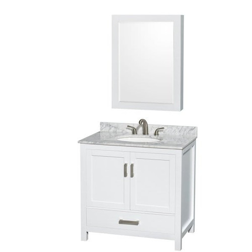 Wyndham Sheffield White Single Bathroom Vanity 36" With Oval Sink