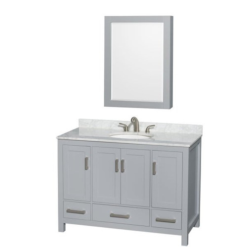 Wyndham Sheffield Gray Single Bathroom Vanity 48" With Oval Sink