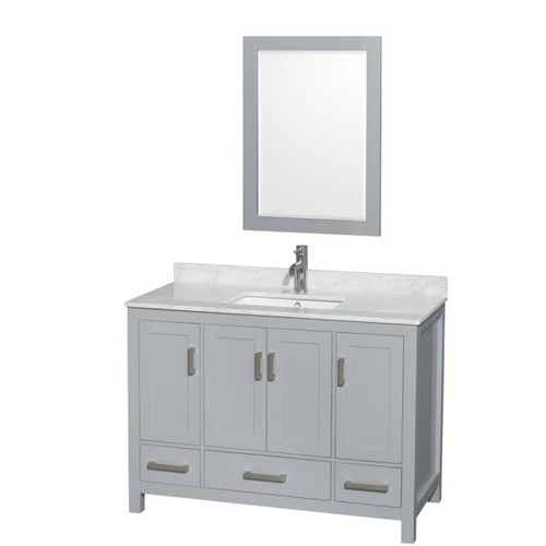 Wyndham Sheffield Gray Single Bathroom Vanity 48" With Square Sink And Mirror
