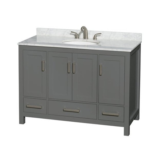 Wyndham Sheffield Dark Gray Single Bathroom Vanity 48" W/Countertop & Oval Sink