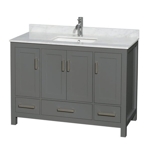 Wyndham Sheffield Dark Gray Single Bathroom Vanity 48" With Countertop & Sink