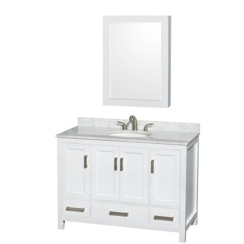 Wyndham Sheffield White Single Bathroom Vanity 48" With Oval Sink