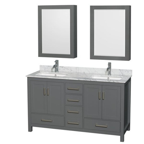 Wyndham Sheffield Dark Gray Double Bathroom Vanity With Square Sink And Cabinet
