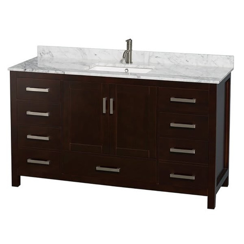 Wyndham Collection Sheffield 60 In. Single Bathroom Vanity W/ Top And Sink (Espresso)
