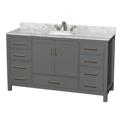 Wyndham Collection Sheffield 60 In. Single Bathroom Vanity W/ Top And Sink (Dark Gray)