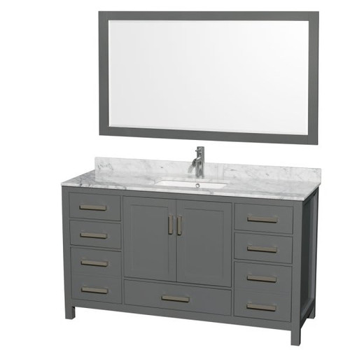 Design House Wyndham Sheffield Dark Gray Single Bath Vanity With Top And 58 Inch Mirror