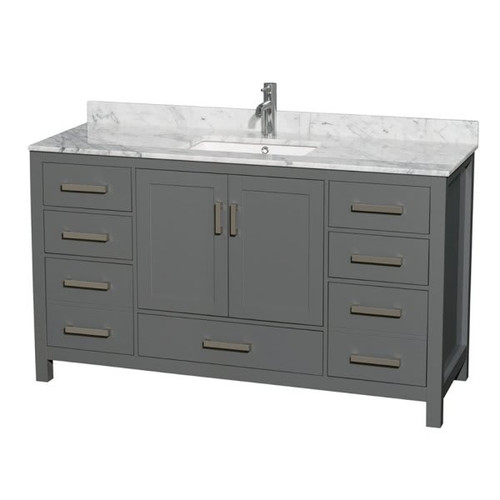 Design House Wyndham Sheffield Dark Gray Single Bath Vanity 60 Inch With Top, Square Sink