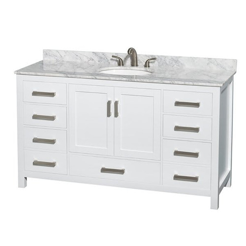 Wyndham Collection Sheffield 60 In. Single Bathroom Vanity W/ Top And Sink (White)