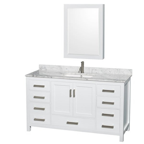 Design House Wyndham Sheffield White Single Bath Vanity 60 Inch With Top - Medicine Cabinet