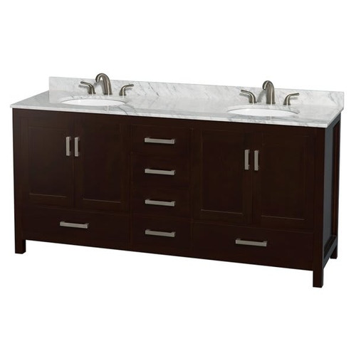 Wyndham Collection Sheffield 72 In. Double Bathroom Vanity W/ Top And Oval Sinks (Espresso)