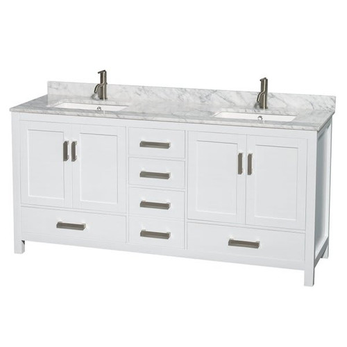 Wyndham Collection Sheffield 72 In. Double Bathroom Vanity W/ Top And Sinks (White)