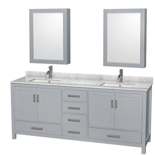 Wyndham Sheffield Gray Double Bath Vanity 80 Inch With Top And Medicine Cabinet